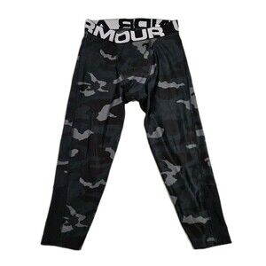 Boys Under Armour 3/4 Leggings Tight Camouflage Youth Large Fitted 25x20